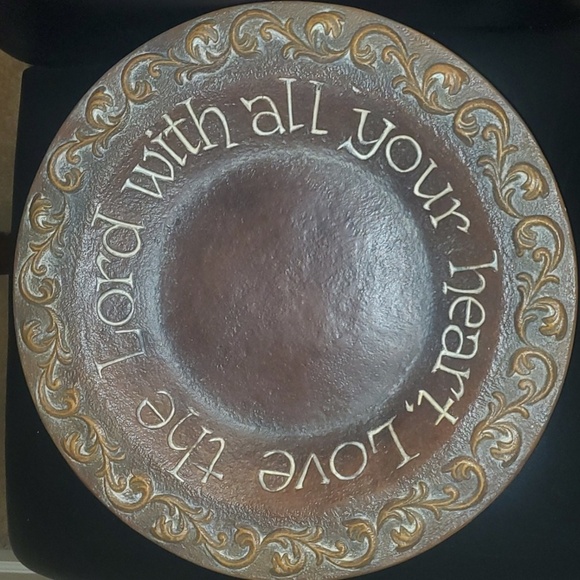 Home platter made to look like stoneware about 14" diameter brown - Picture 1 of 2